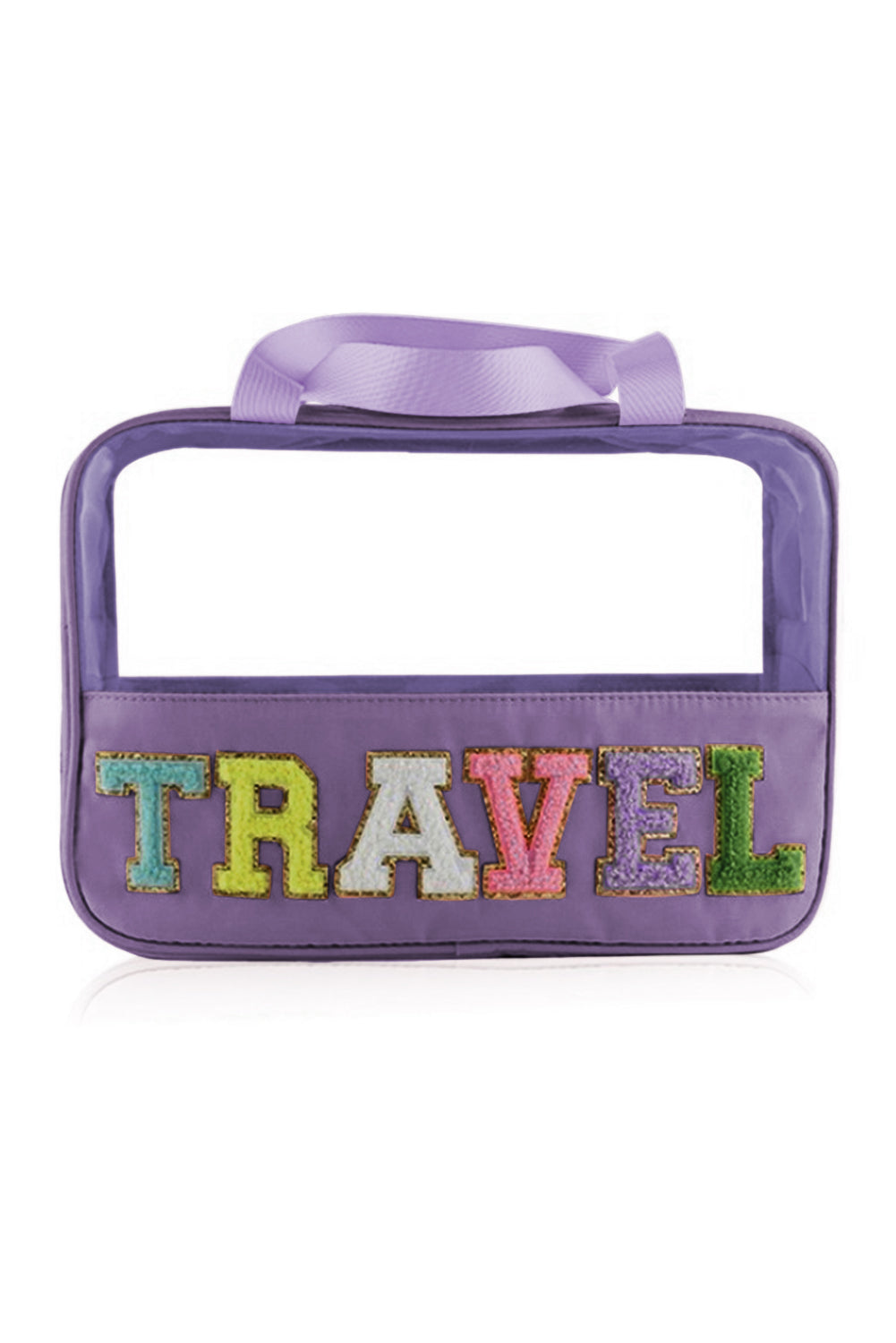 Purple TRAVEL Letter Clear PVC Makeup Bag - MAD RUFFI