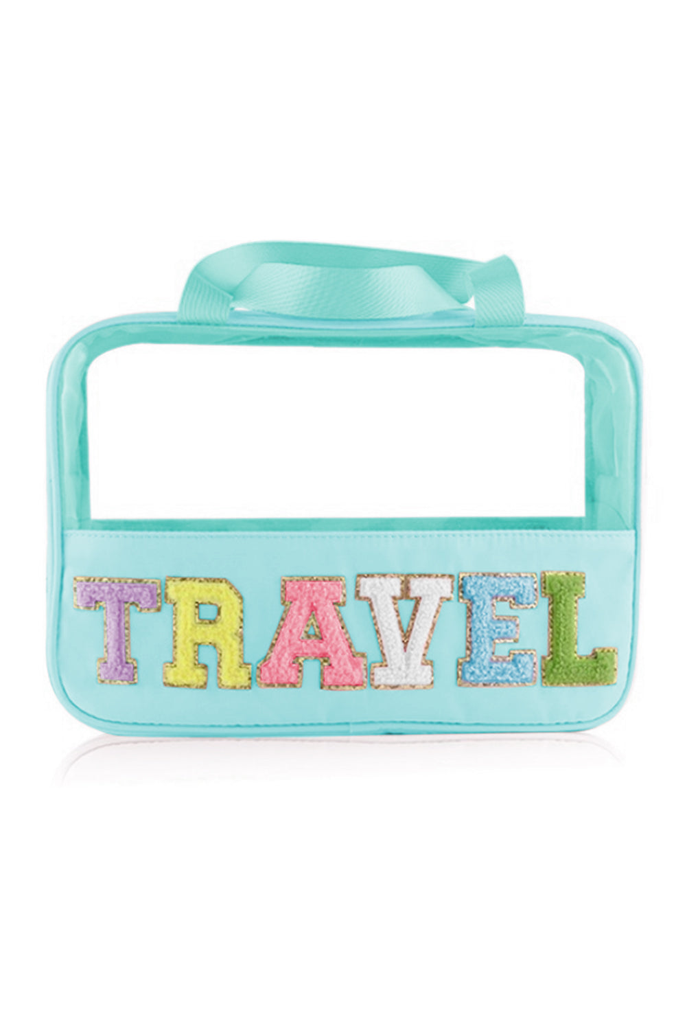 Purple TRAVEL Letter Clear PVC Makeup Bag - MAD RUFFI