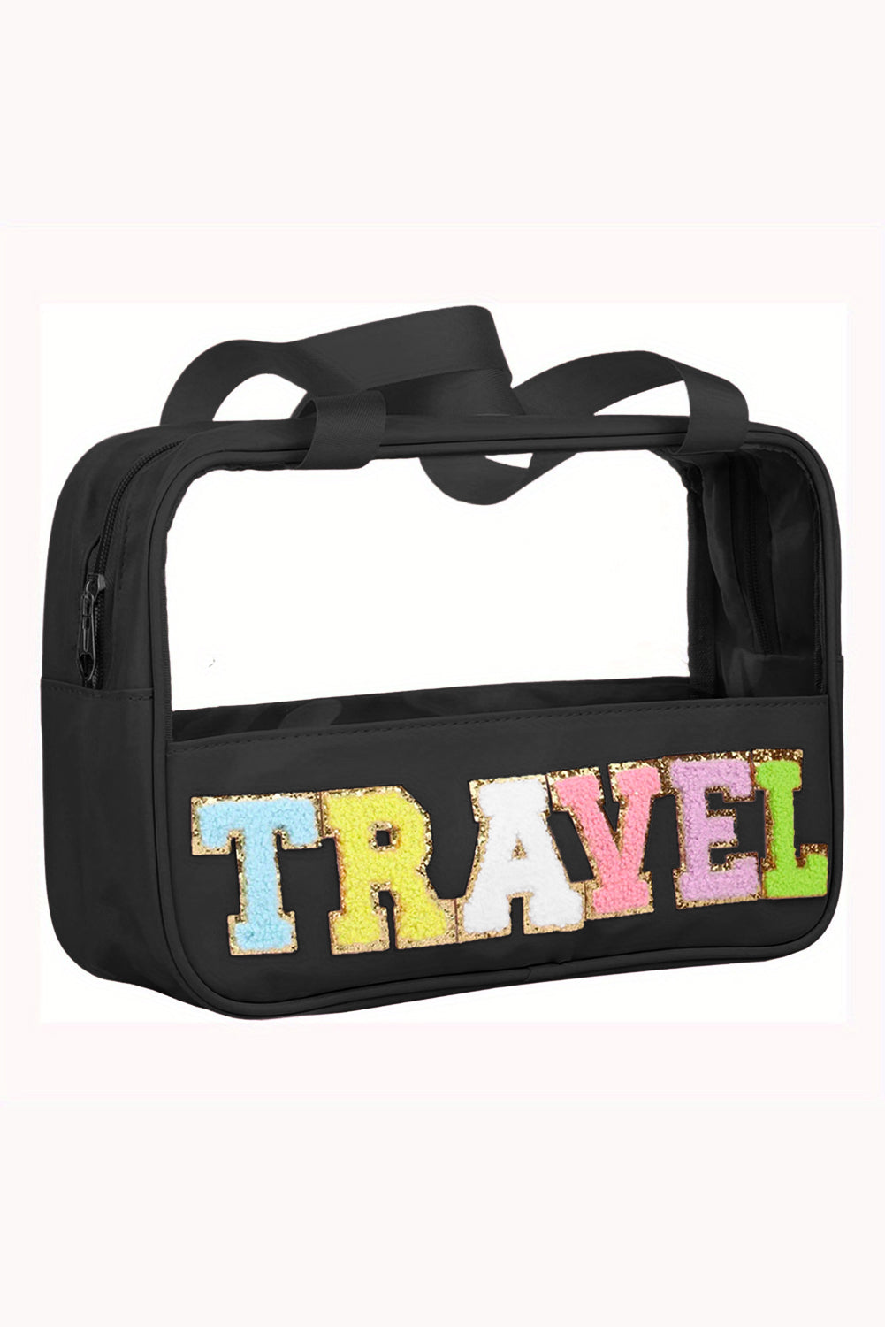 Purple TRAVEL Letter Clear PVC Makeup Bag - MAD RUFFI