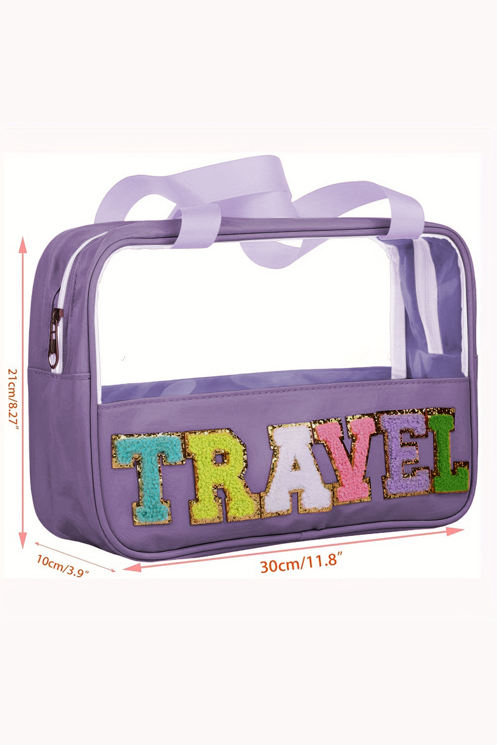 Purple TRAVEL Letter Clear PVC Makeup Bag - MAD RUFFI