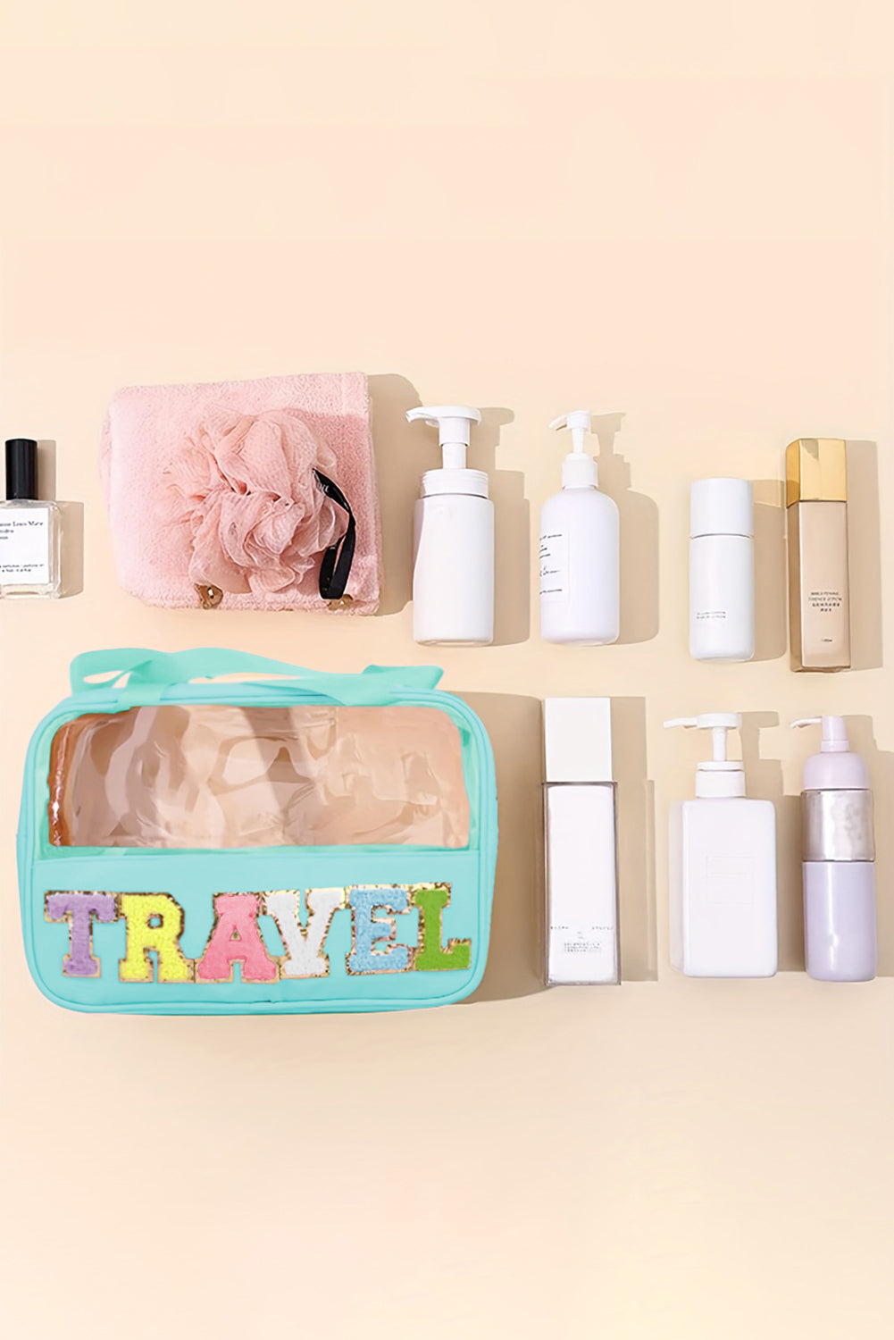 Purple TRAVEL Letter Clear PVC Makeup Bag - MAD RUFFI