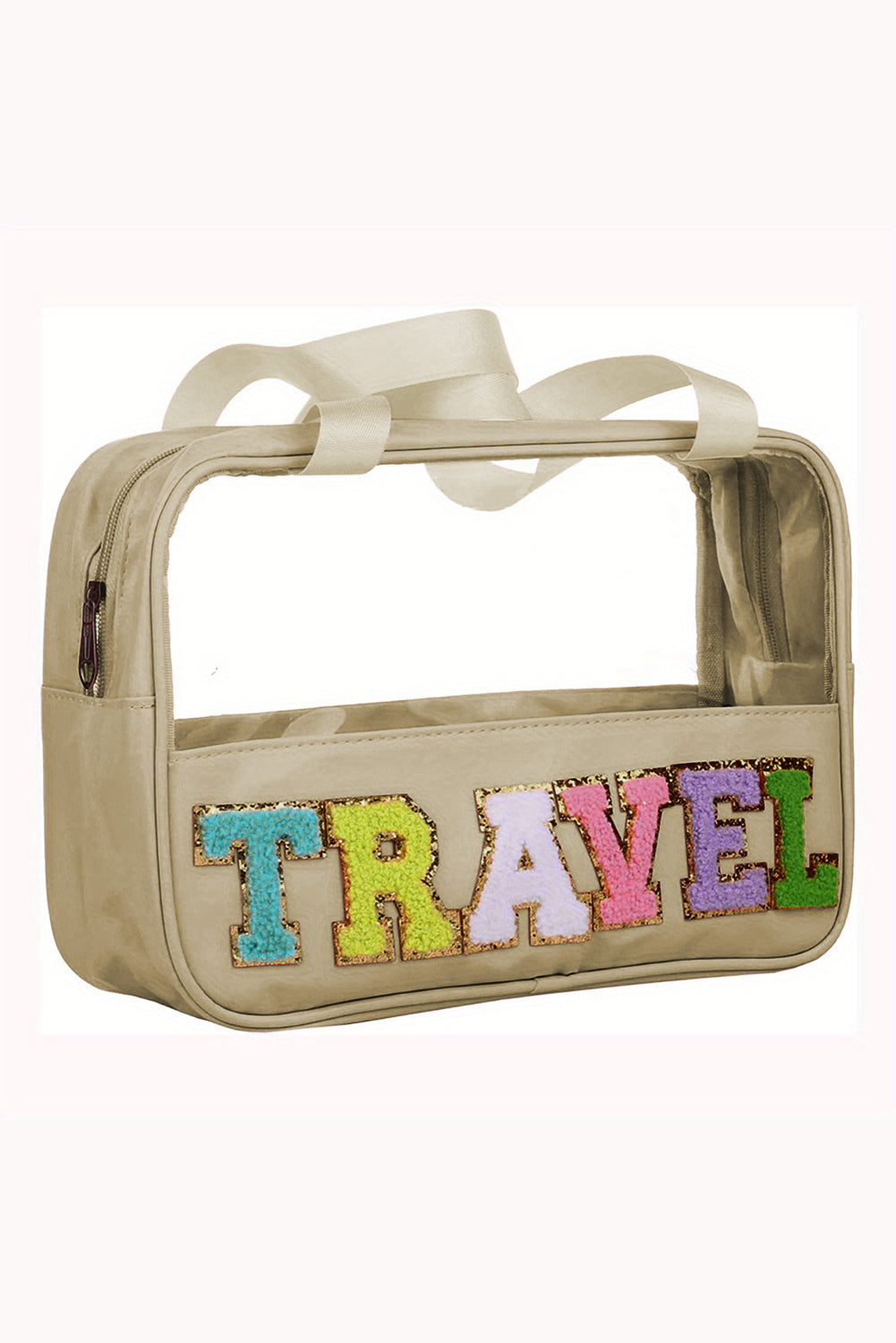 Purple TRAVEL Letter Clear PVC Makeup Bag - MAD RUFFI