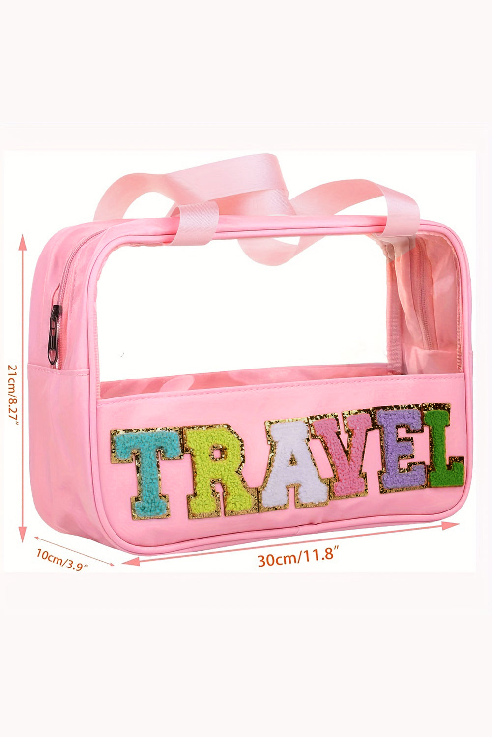 Purple TRAVEL Letter Clear PVC Makeup Bag - MAD RUFFI