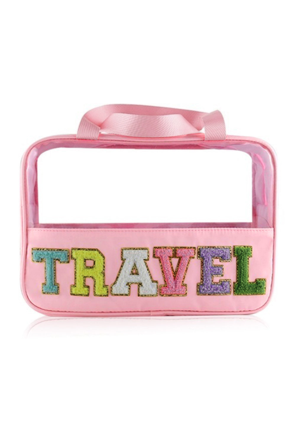 Purple TRAVEL Letter Clear PVC Makeup Bag - MAD RUFFI