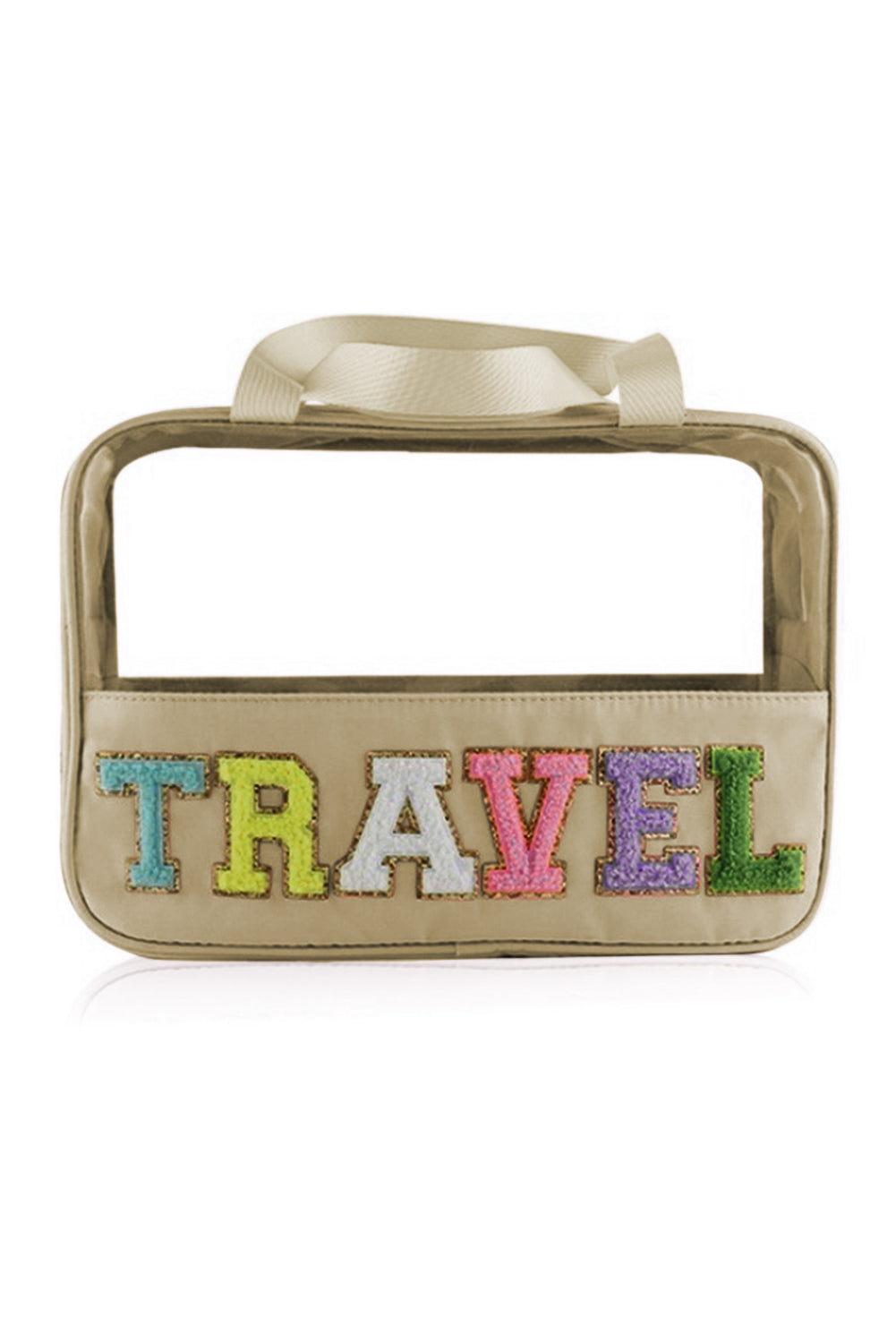 Purple TRAVEL Letter Clear PVC Makeup Bag - MAD RUFFI