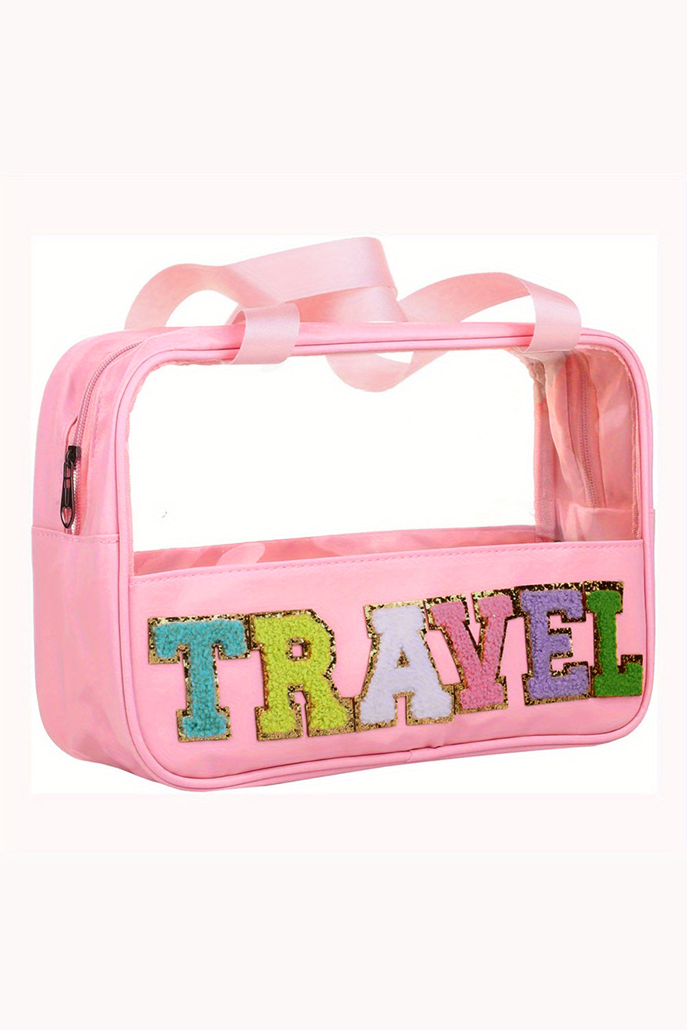 Purple TRAVEL Letter Clear PVC Makeup Bag - MAD RUFFI