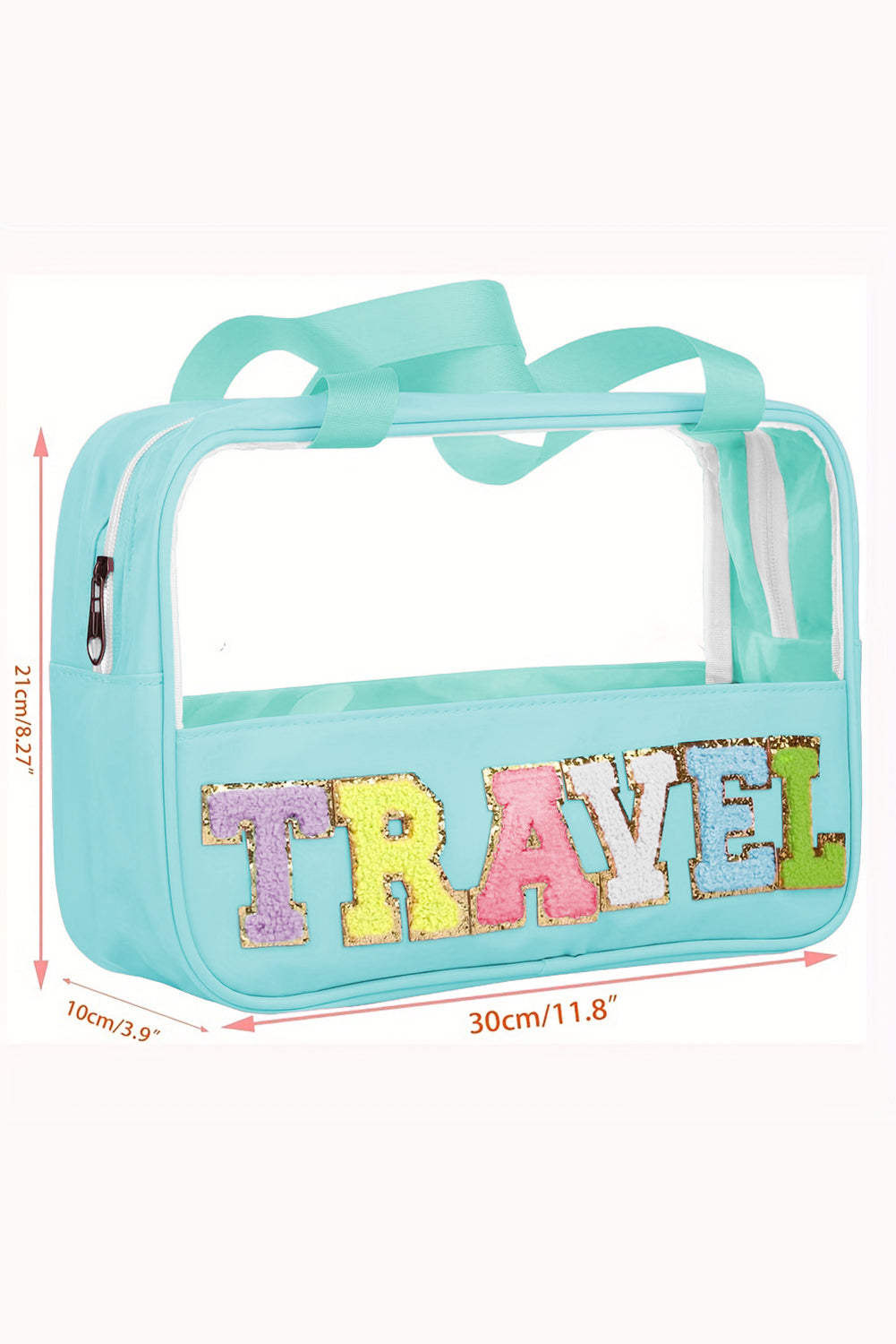 Purple TRAVEL Letter Clear PVC Makeup Bag - MAD RUFFI