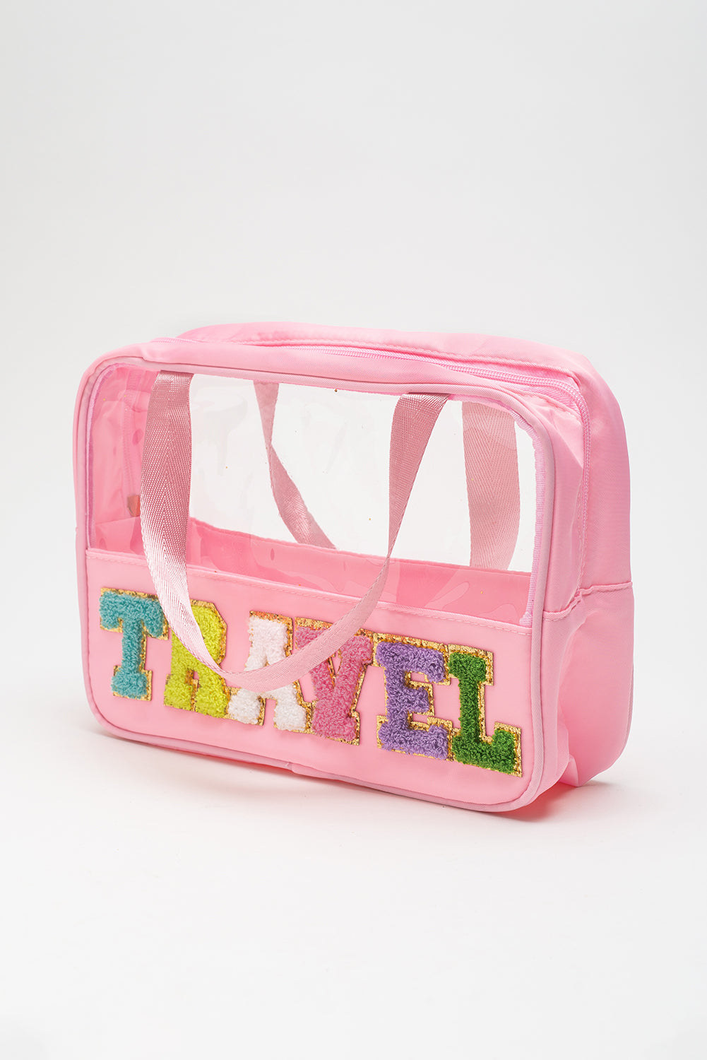 Purple TRAVEL Letter Clear PVC Makeup Bag - MAD RUFFI