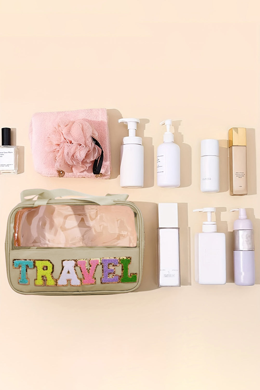 Purple TRAVEL Letter Clear PVC Makeup Bag - MAD RUFFI