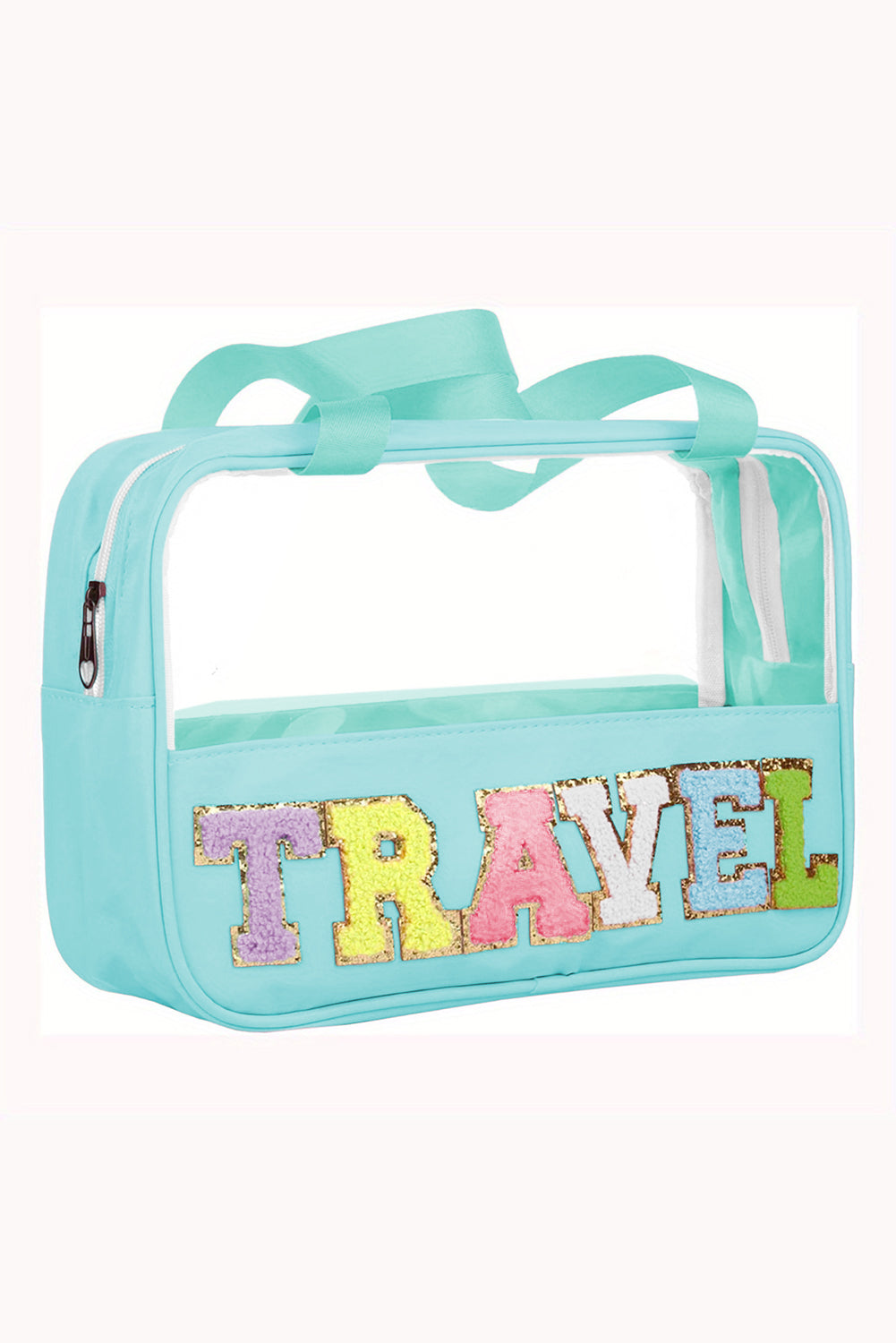 Purple TRAVEL Letter Clear PVC Makeup Bag - MAD RUFFI