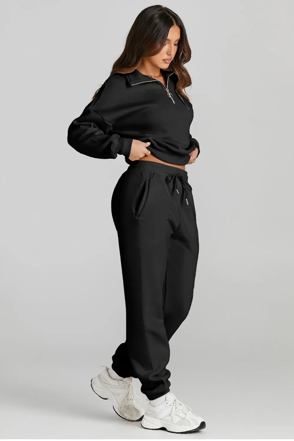Quarter Zip Top and Drawstring Pants Active Set - MAD RUFFI
