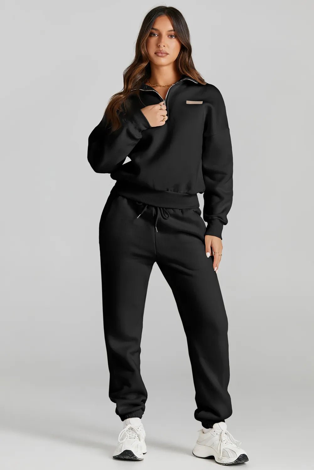Quarter Zip Top and Drawstring Pants Active Set - MAD RUFFI