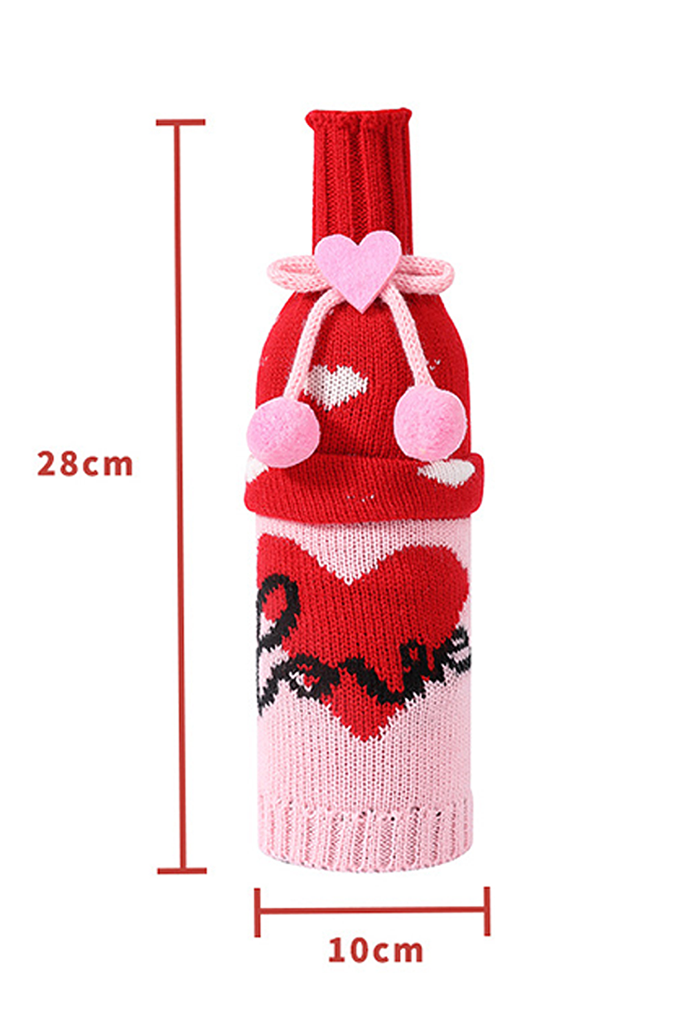 Racing Red Valentine Bow Pattern Wine Bottle Knit Sweater Cover - MAD RUFFI