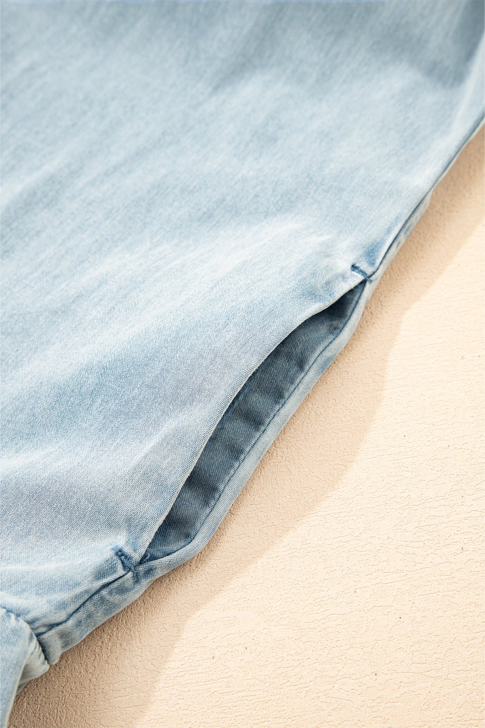 Real Teal Bowknot Neck Ruffled Sleeveless Chambray Dress - MAD RUFFI