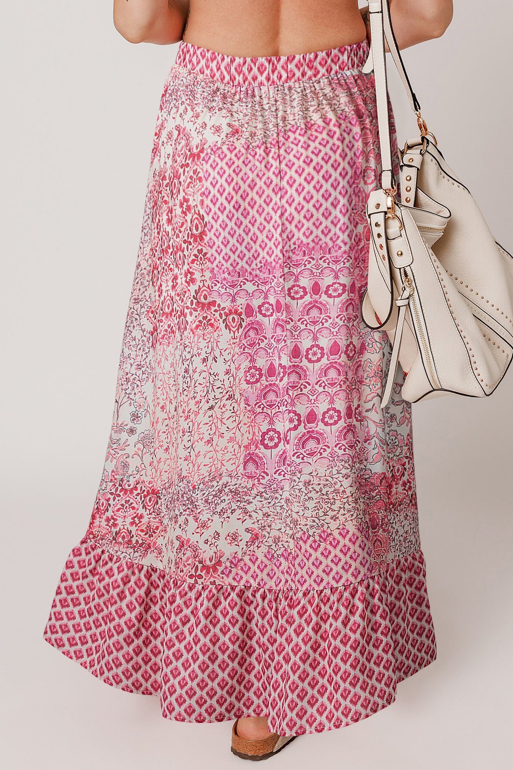 Red Boho Tassel Drawstring High Waist Maxi Skirt - MAD RUFFI