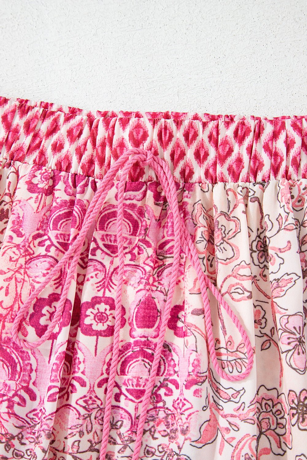 Red Boho Tassel Drawstring High Waist Maxi Skirt - MAD RUFFI