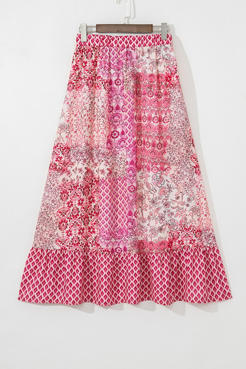 Red Boho Tassel Drawstring High Waist Maxi Skirt - MAD RUFFI