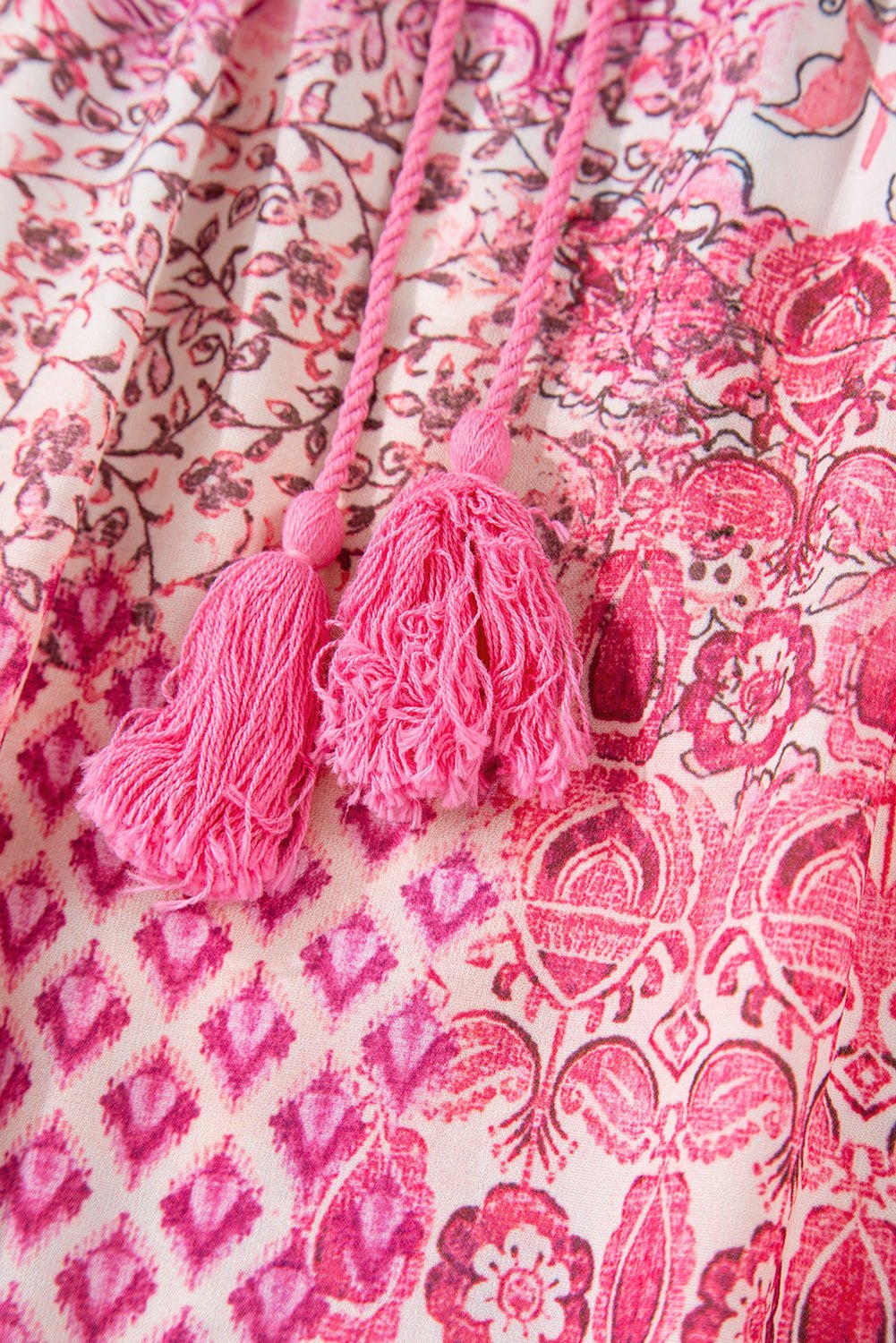 Red Boho Tassel Drawstring High Waist Maxi Skirt - MAD RUFFI