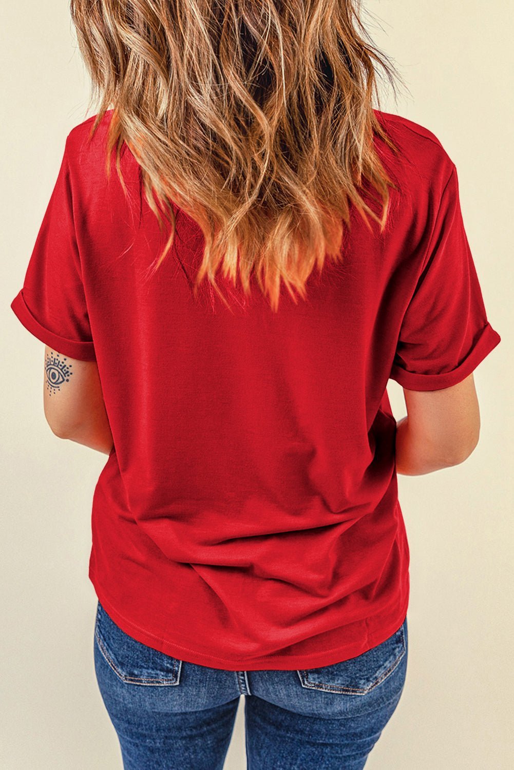 Red Checkered Game Day Graphic T Shirt - MAD RUFFI