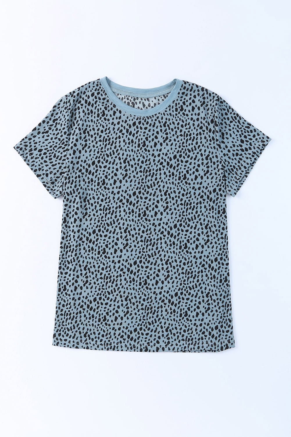 Red Cheetah Print Casual Short Sleeve Crew Neck T Shirt - MAD RUFFI