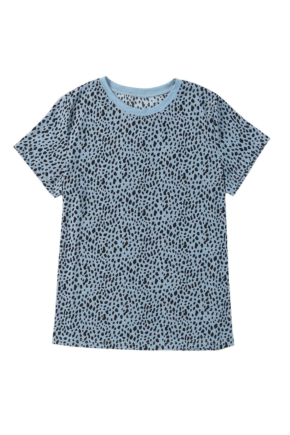 Red Cheetah Print Casual Short Sleeve Crew Neck T Shirt - MAD RUFFI