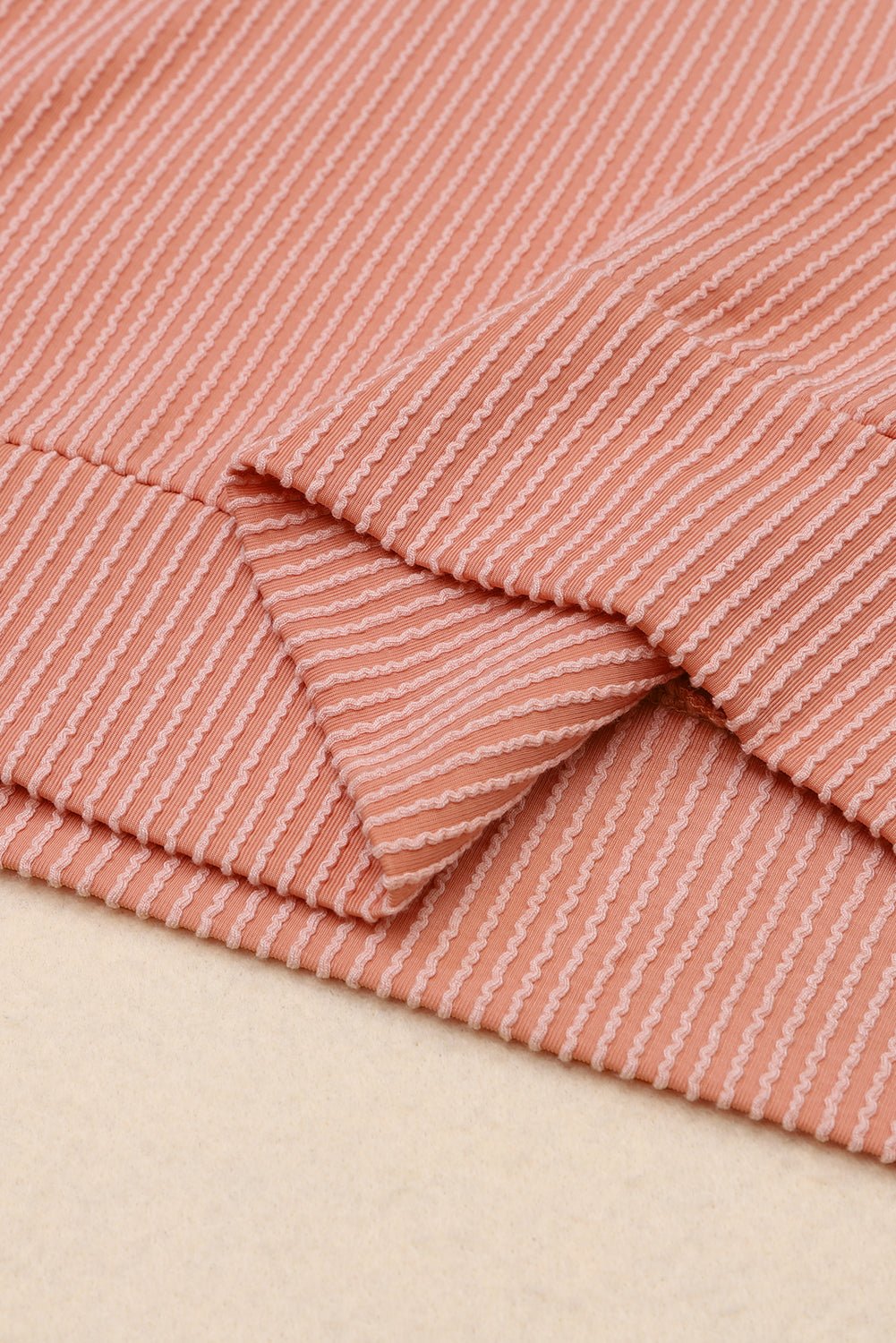 Red Color Block Ribbed Loose Long Sleeve Top - MAD RUFFI