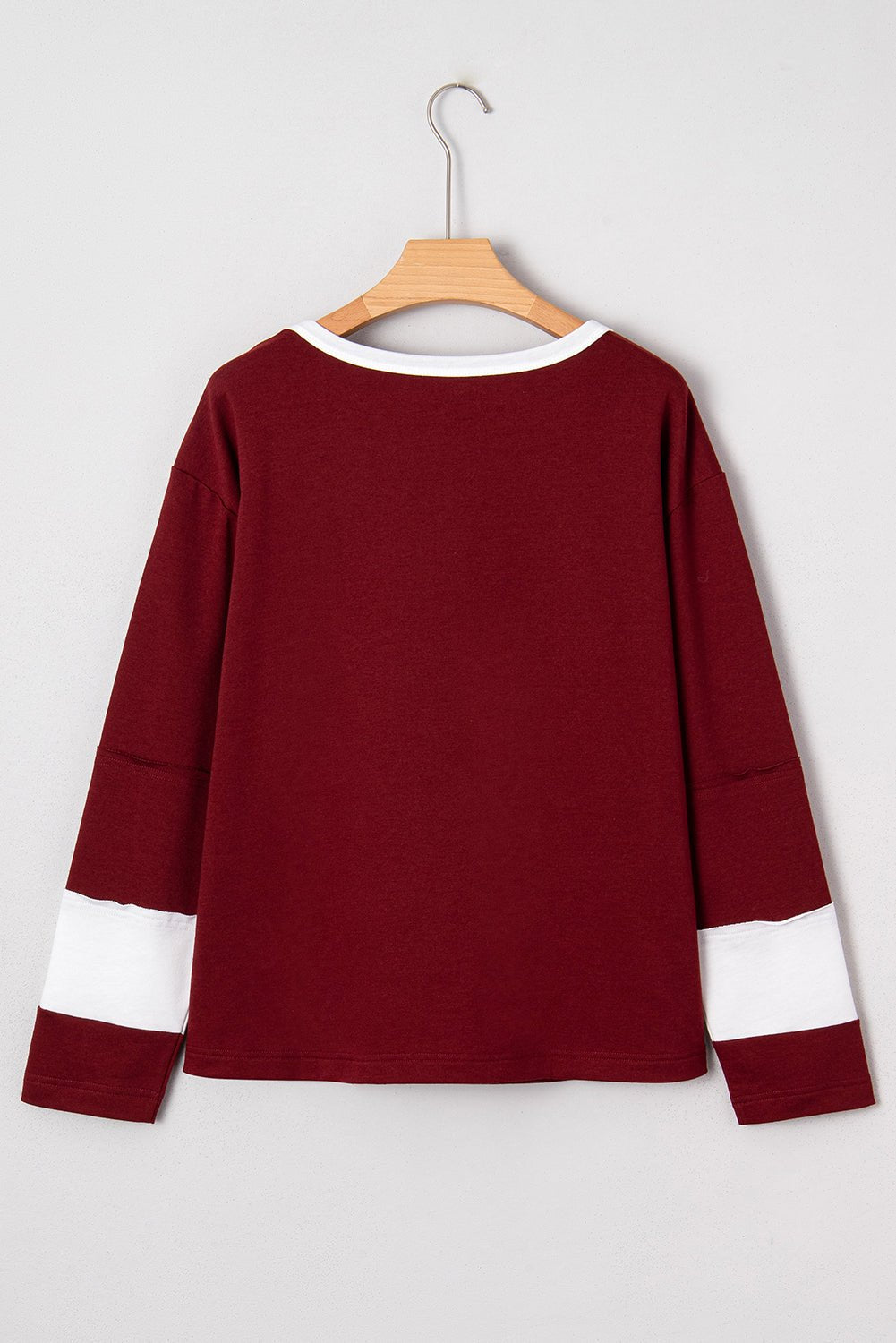 Red Dahlia Cheerful Daisy Flower Patched Round Neck Long Sleeve Top - MAD RUFFI