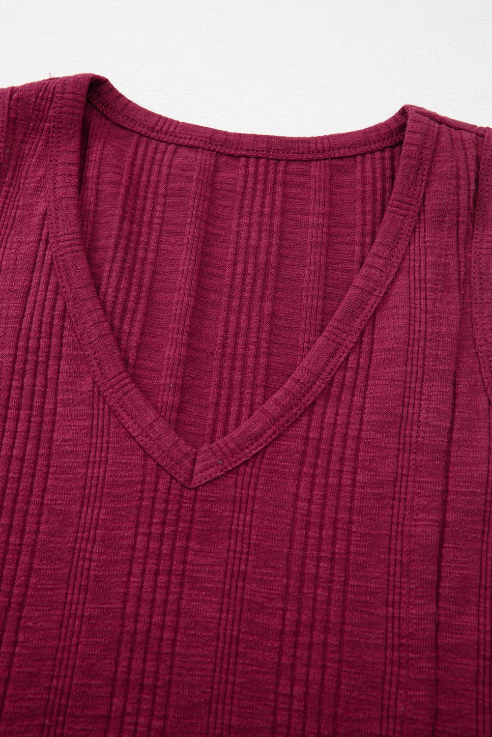 red dahlia ribbed textured exposed stitching tank top - MAD RUFFI