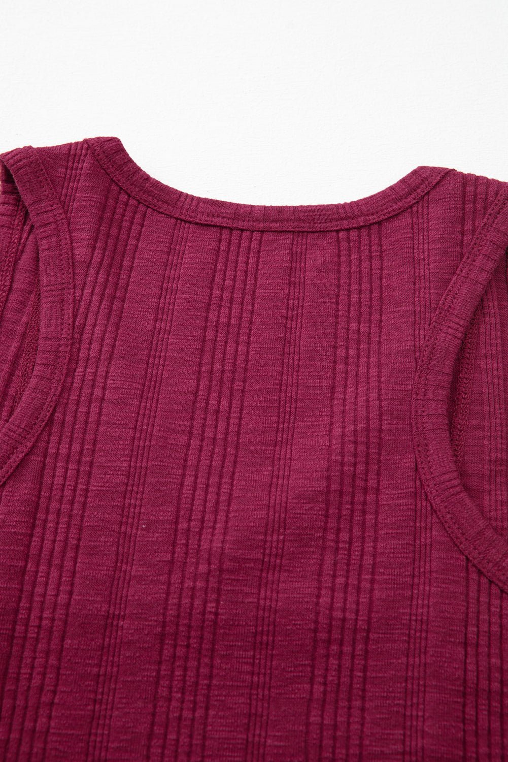 red dahlia ribbed textured exposed stitching tank top - MAD RUFFI