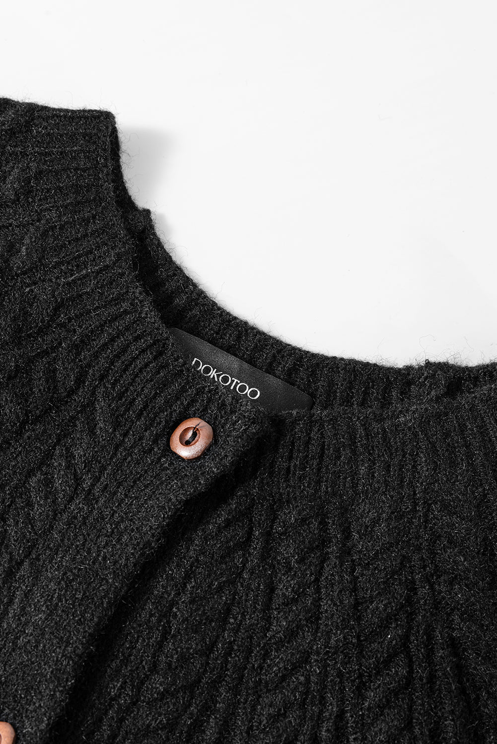 Red Dahlia Solid Color Textured Detail Button Down Long Sleeve Sweater Cardigan - MAD RUFFI