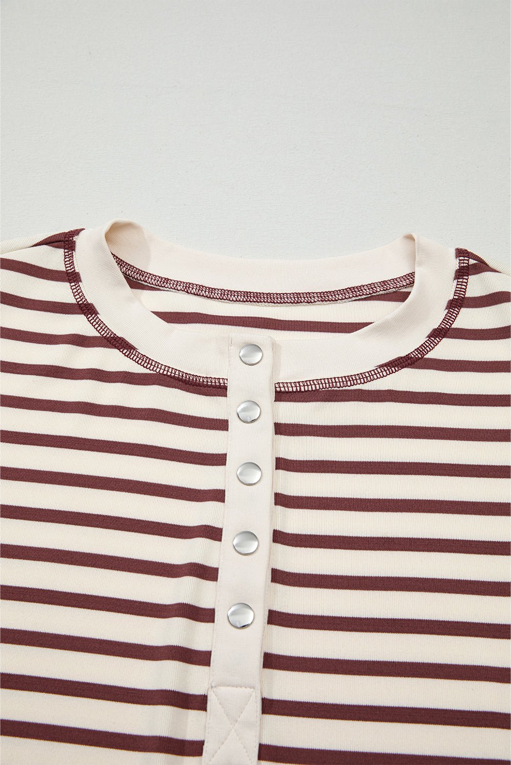 Red Dahlia Striped Henley Top - MAD RUFFI