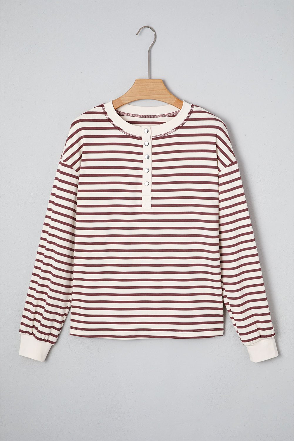 Red Dahlia Striped Henley Top - MAD RUFFI