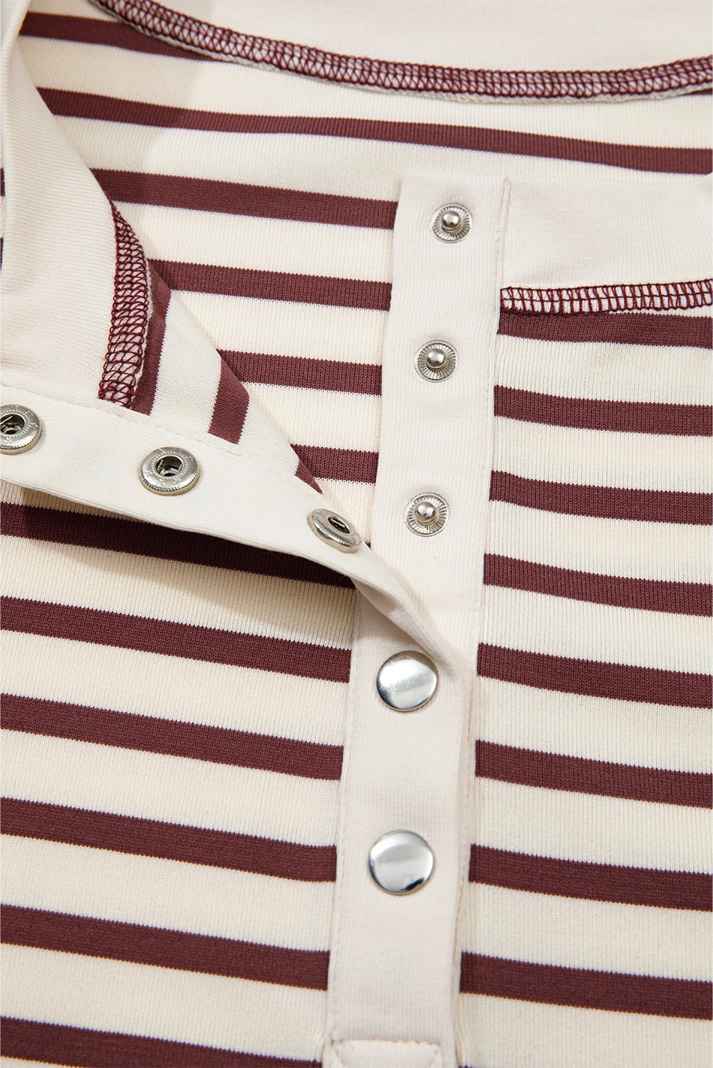 Red Dahlia Striped Henley Top - MAD RUFFI