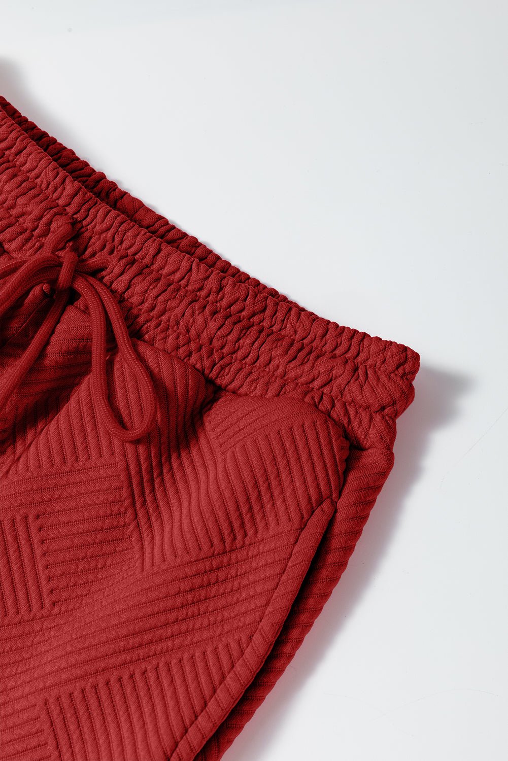 Red Dahlia Textured Loose Slouchy Long Sleeve Top and Pants Set - MAD RUFFI