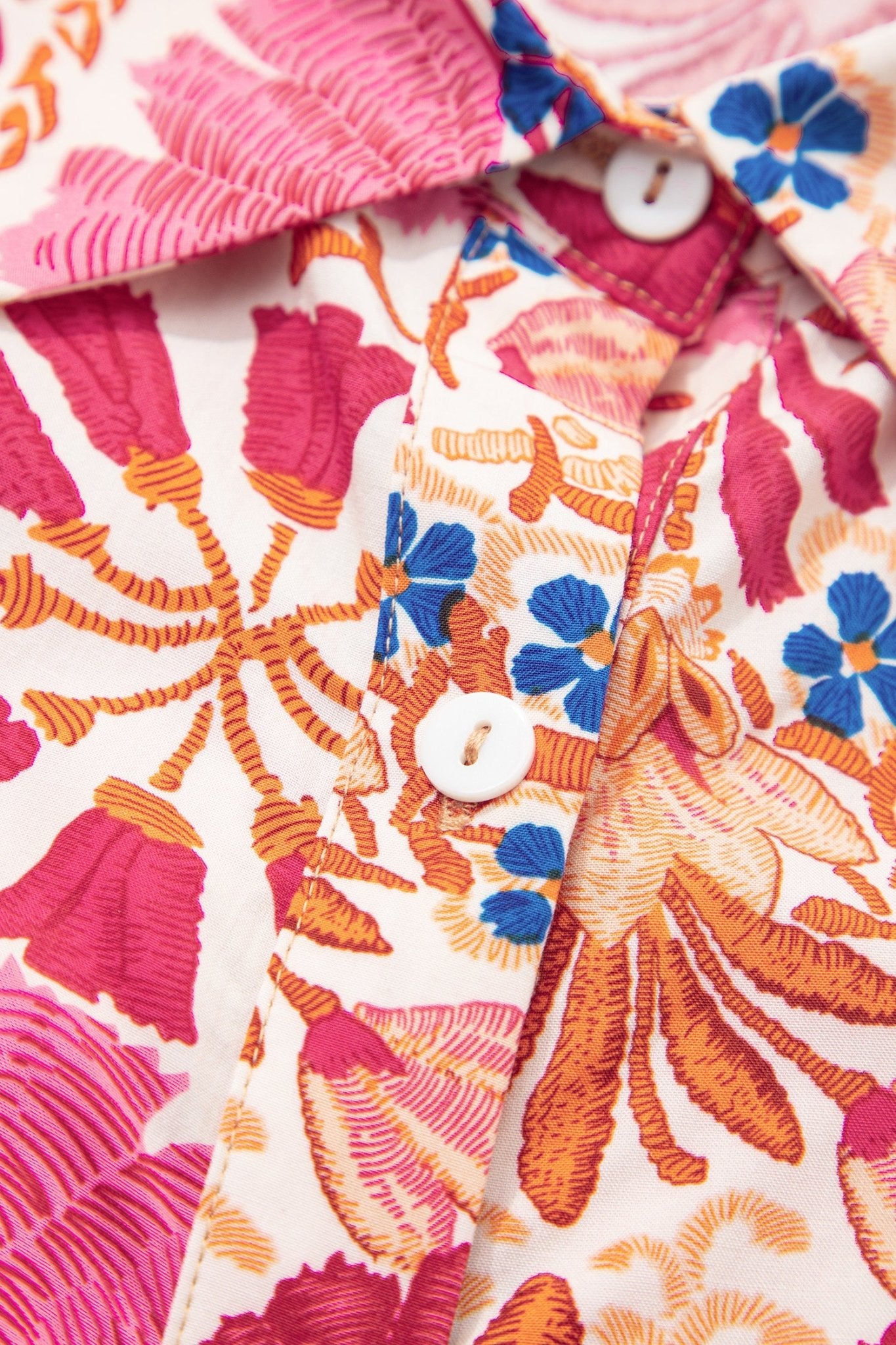 Red Fall Flower Print Long Sleeve Mini Dress - MAD RUFFI