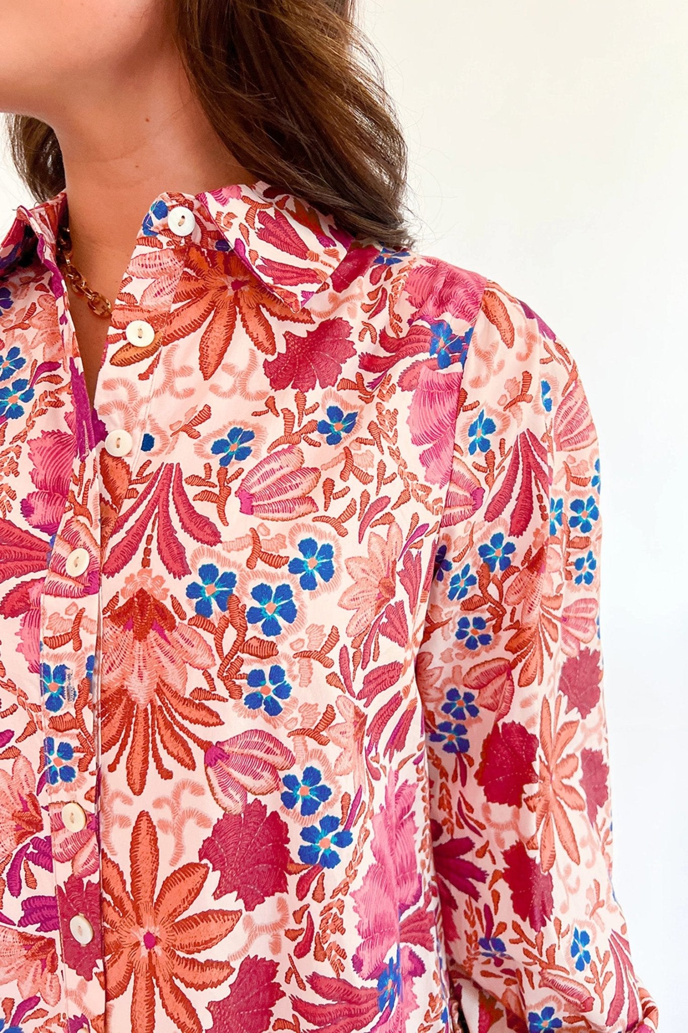 Red Fall Flower Print Long Sleeve Mini Dress - MAD RUFFI