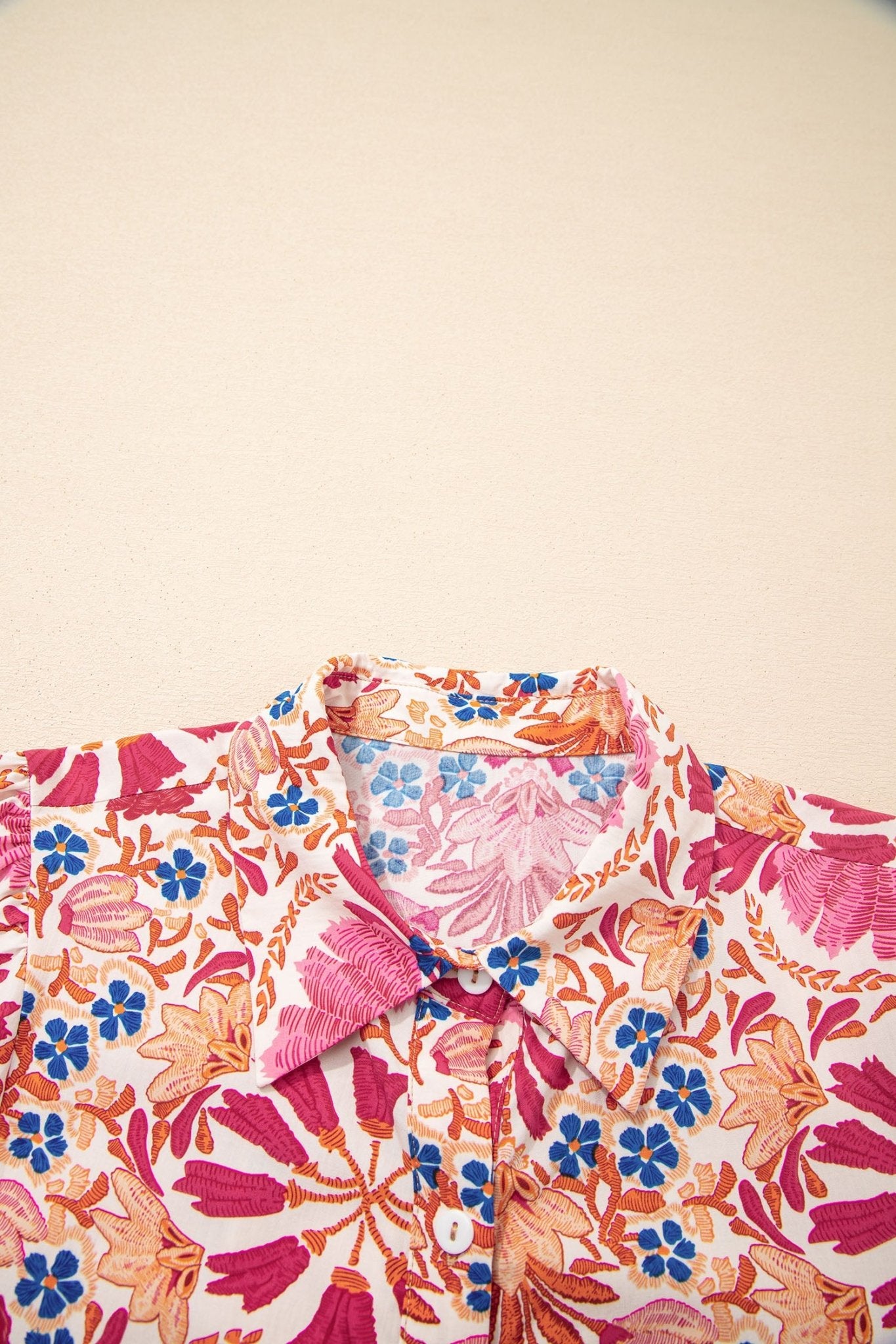 Red Fall Flower Print Long Sleeve Mini Dress - MAD RUFFI