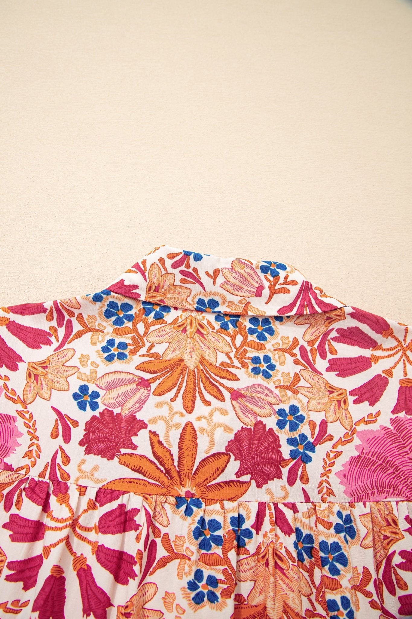 Red Fall Flower Print Long Sleeve Mini Dress - MAD RUFFI