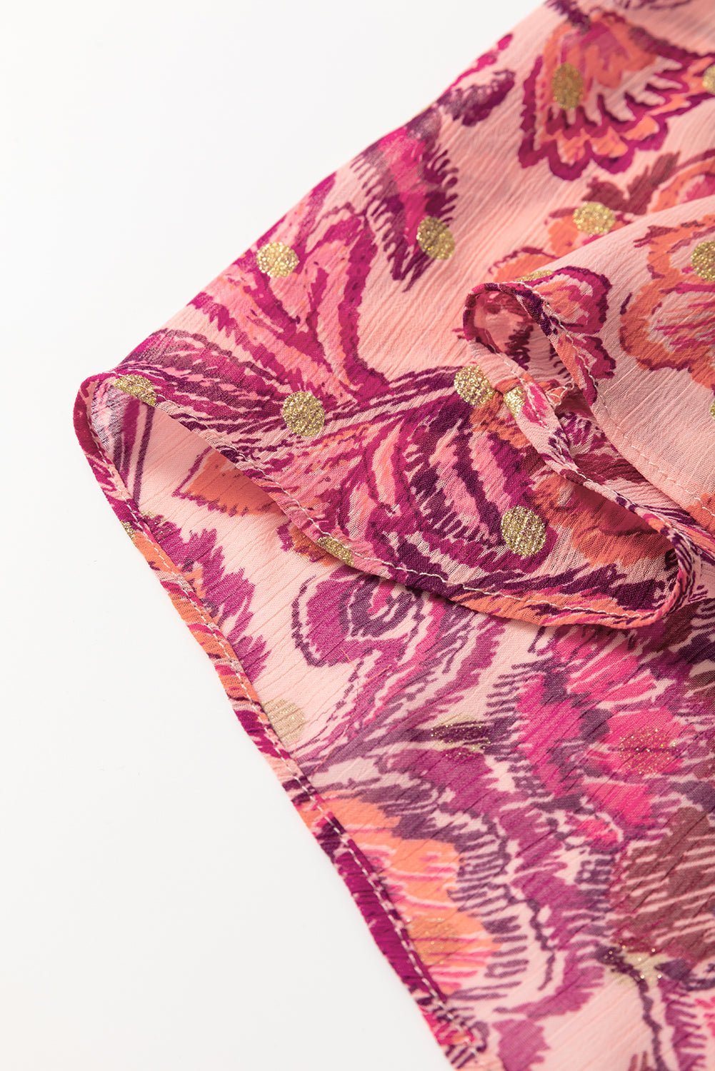 Red Floral Print Ruffle Puff Short Sleeve Blouse - MAD RUFFI