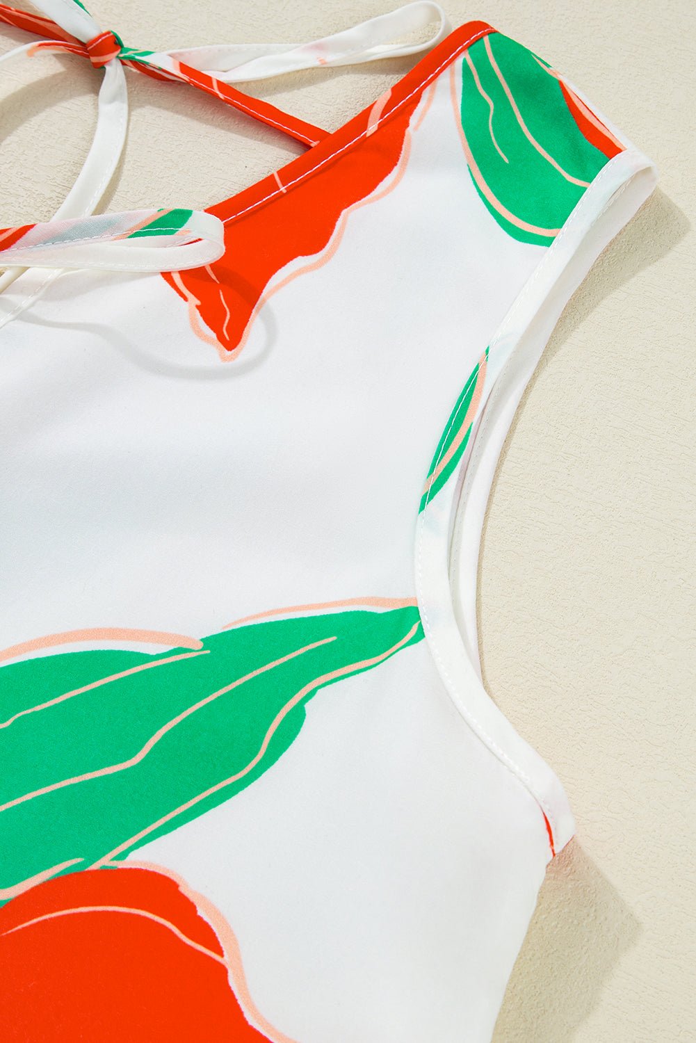 Red Floral Print Tie Front Ruffle Hem Mini Dress - MAD RUFFI