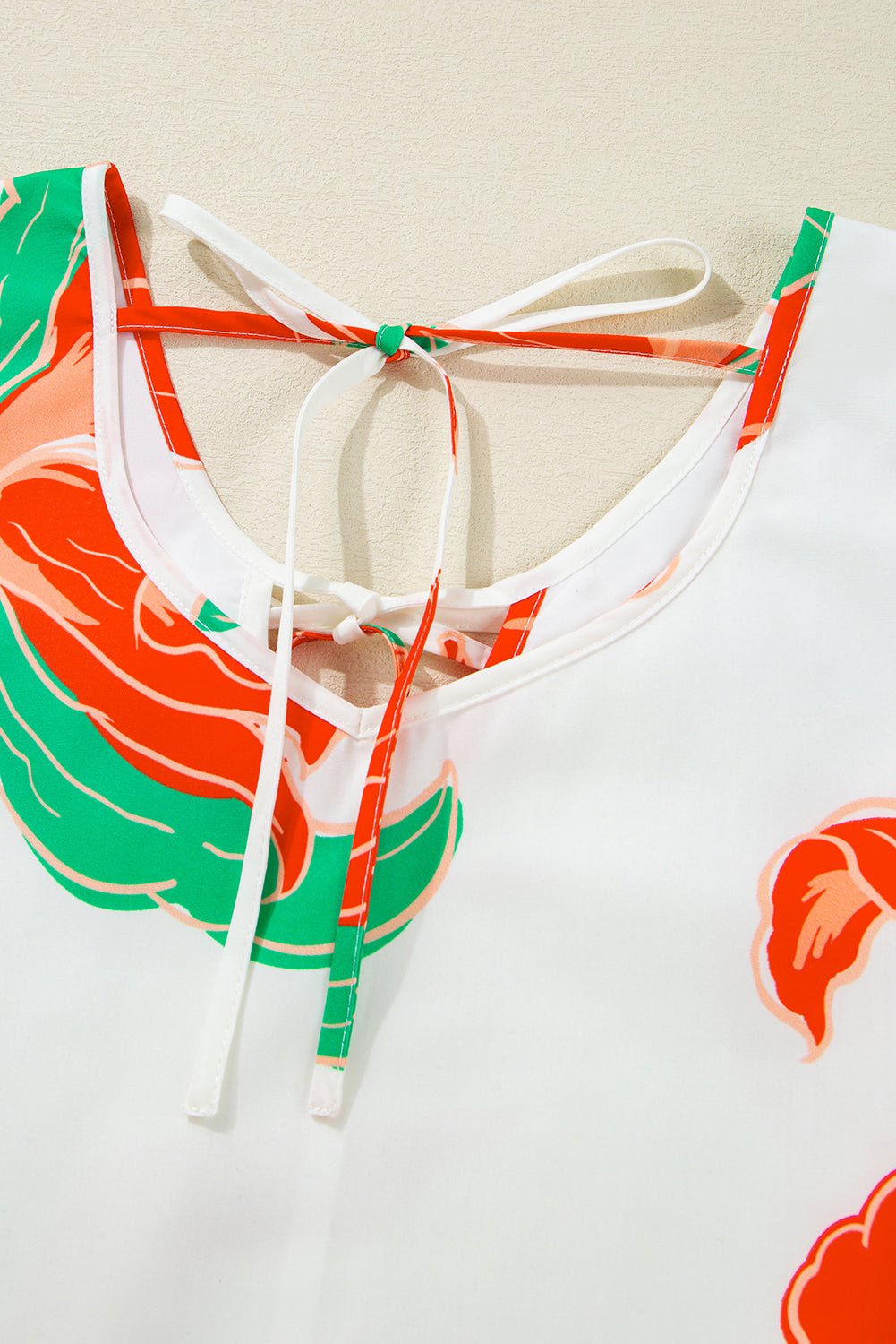 Red Floral Print Tie Front Ruffle Hem Mini Dress - MAD RUFFI