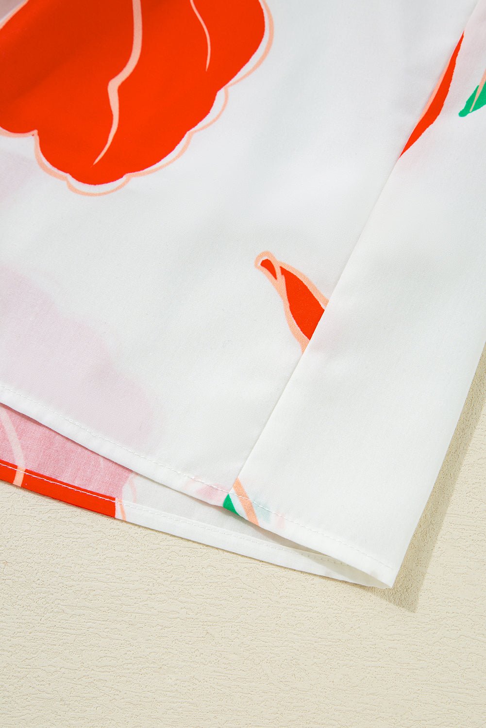 Red Floral Print Tie Front Ruffle Hem Mini Dress - MAD RUFFI