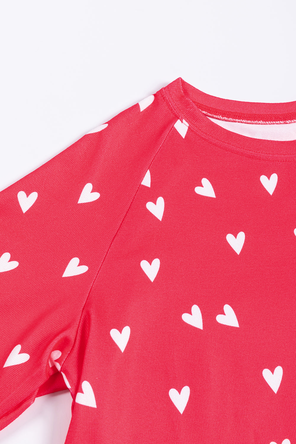 Red Heart Print Raglan Sleeve Top and Pants Set - Two Piece Pants Sets