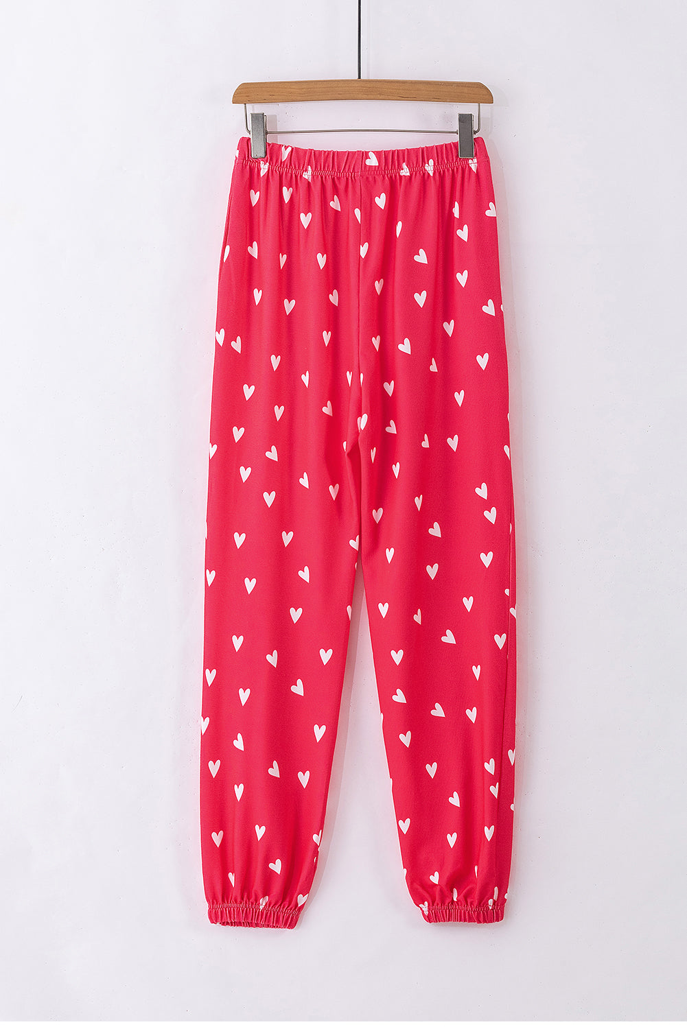 Red Heart Print Raglan Sleeve Top and Pants Set - Two Piece Pants Sets