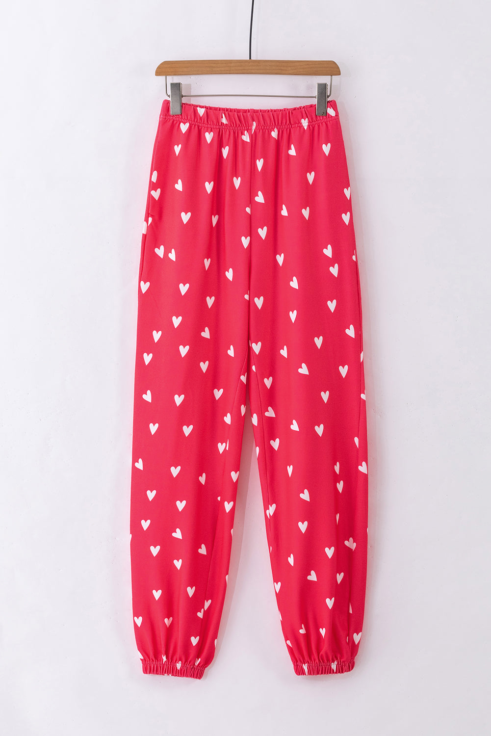 Red Heart Print Raglan Sleeve Top and Pants Set - Two Piece Pants Sets