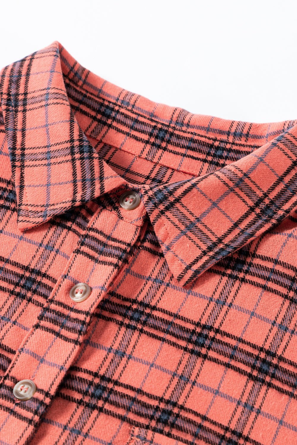 Red Plaid Long Sleeve Distressed Hem Shirt - MAD RUFFI