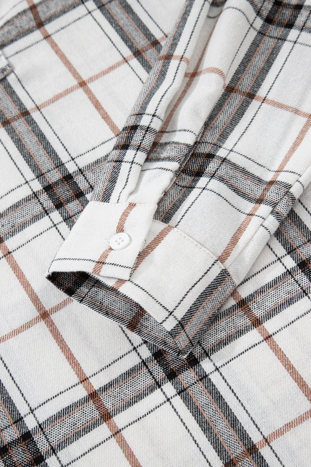 Red Plaid Print Collared V Neck Loose Blouse with Side Slits - MAD RUFFI