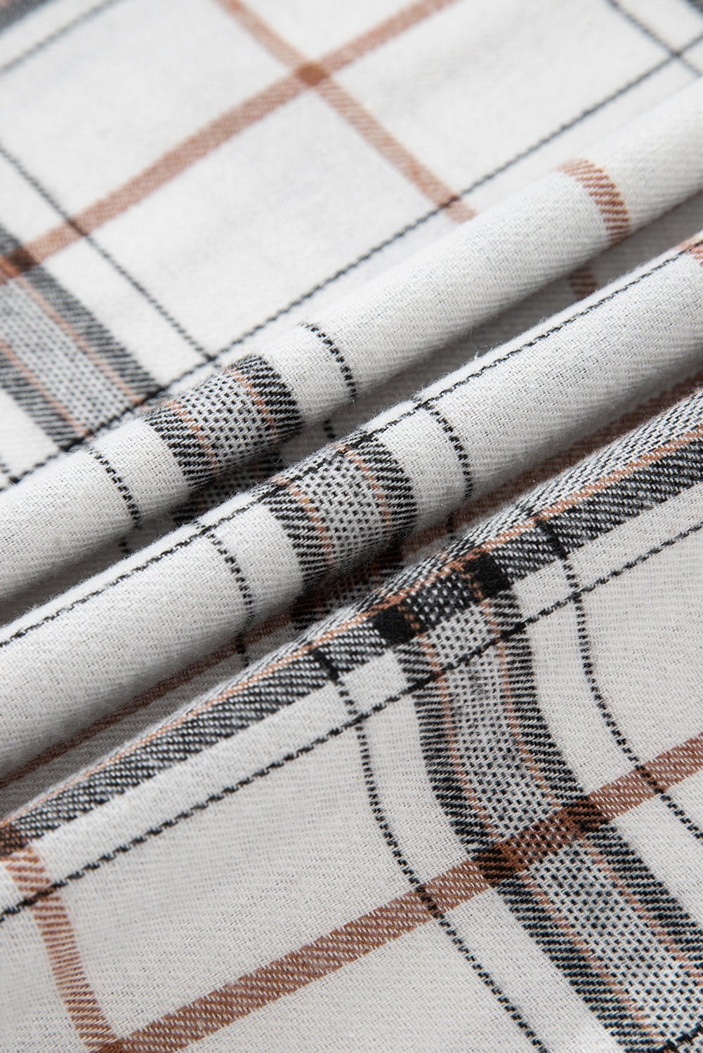 Red Plaid Print Collared V Neck Loose Blouse with Side Slits - MAD RUFFI