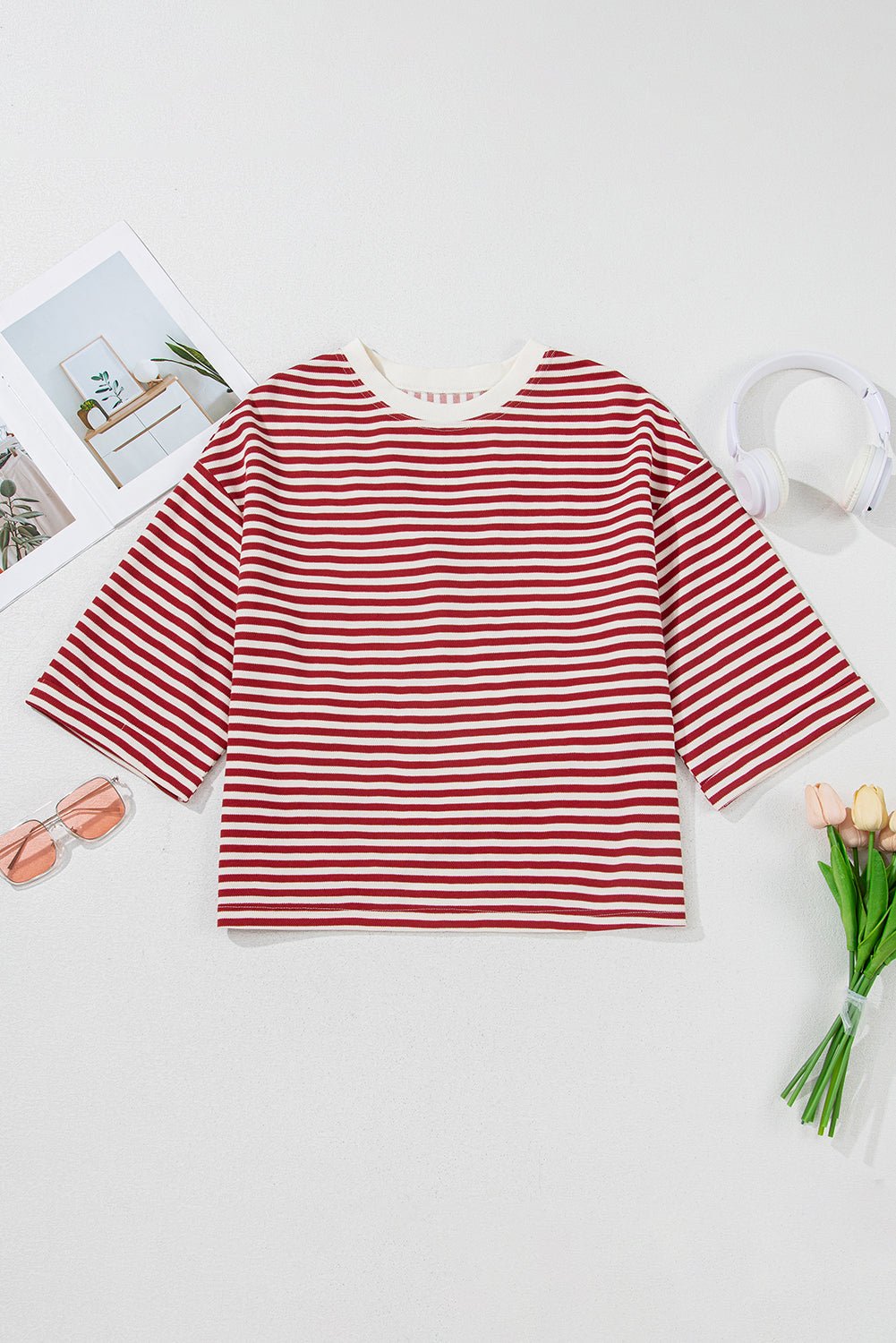 Red Striped Bowknot Backless T-Shirt - MAD RUFFI