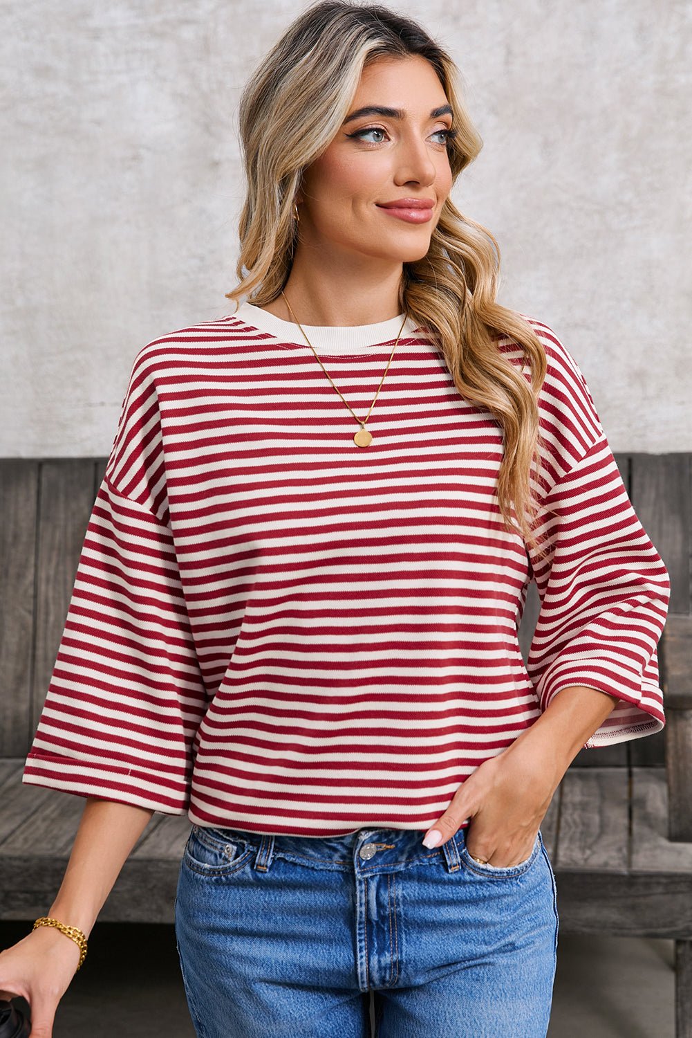 Red Striped Bowknot Backless T-Shirt - MAD RUFFI